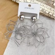 تصویر گوشواره گل طرح زارا ورداتی نقره ای گوشواره نقره ای گوشواره درشت گوشواره بزرگ گوشواره مجلسی 