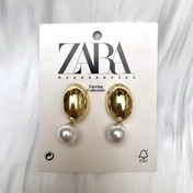 تصویر گوشواره بیضی مروارید آویز 