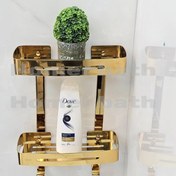 تصویر قفسه حمام ۲ طبقه استیل ۳۰۴ طلایی 