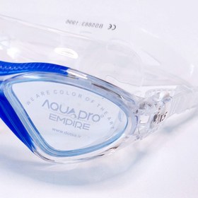 تصویر عینک شنا فرم بزرگ آکواپرو Aquapro مدل X5 زنانه و مردانه سیلیکونی ضد بخار آبی 