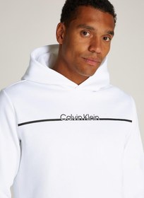 تصویر هودی پلوور با طرح گرافیکی برند Calvin Klein Graphic Print Pullover Hoodie