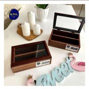 تصویر جا قاشق و چنگال چوبی دربدار دو خانه 