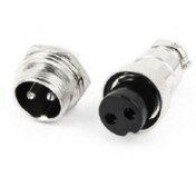 تصویر کانکتور فلزی نظامی ۲ پین قطر ۱۶ میلیمتر GX16 