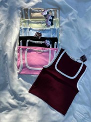 تصویر کراپ تاپ زنانه یقه خشتی مدل 03 سایز ۳۶ تا ۴۲ رنگ سفید، کرم، صورتی، مشکی، آبی، زرشکی 