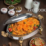 تصویر سوفله مستطیل بیضی متوسط استیل (طرح دسته رویال طلایی) 