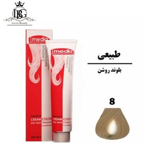 تصویر رنگ مو مدیا بلوند روشن شماره 8 حجم 100 میلی لیتر Media Light Blonde Hair Color No.8 100ml