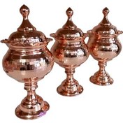 تصویر قندان مسی پایه دار | لب کنگره 