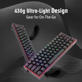 تصویر Redragon Fizz Pro K616-RGB Bluetooth, 2.4G,Wired RGB Mechanical Gaming Keyboard - Black | Redragon Fizz Pro K616-RGB بلوتوث, 2.4G, صفحه کلید بازی مکانیکی RGB سیمی - مشکی 