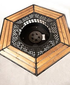 تصویر میز آتشدان شش ضلعی دوحالته هیزمی-گازی 
