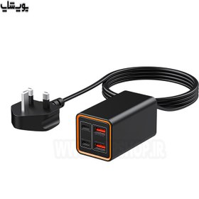 تصویر شارژر 65 وات رسی مدل RC37 Recci Charger 65W GaN 4 Port 150cm Cord RC37