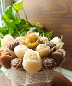 تصویر باکس گل شمع کادویی قیمت باکس گل شمعی کادویی متوسط