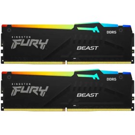 تصویر رم کامپیوتر کینگستون مدل Kingston Fury Beast RGB 32GB (2x16GB) 5600MHz CL40 DDR5 Dual 