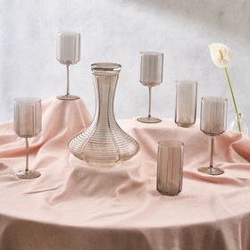 تصویر سرویس پارچ و لیوان ۲۵ پارچه ۱۲ نفره برند کاراجا ترکیه مدل Liebe - صورتی Karaca Liebe 25-Piece 12-Person Glass Set