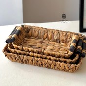 تصویر سبد حصیری دسته بامبو - سایز بزرگ 