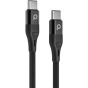 تصویر کابل تبدیل USB-C به USB-C پرودو مدل PD-CCBR12 طول 1.2 متر PORODO PD-CCBR12 Braided USB-C to USB-C Cable 1.2m Black