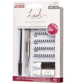 تصویر کیت اکستنشن مژه مصنوعی 3D لاش کاتور - مشکی برند kiss Lash Couture 3D Diy Faux Lash Extensions Kit Black