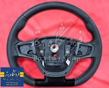 تصویر غربیلک فرمان دنا پلاس توربو چرم دی کات دوخت قرمز 