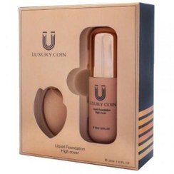 تصویر کرم پودر لاکچری کوین 554 به همراه پد LUXURY COIN 554