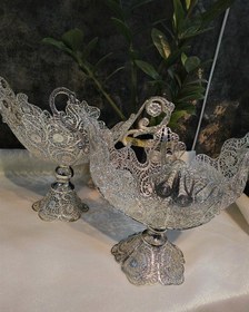 تصویر شکلات خوری نقره ملیله، ابکاری نقره طرح گل Chocolate eating tapestry silver, silver plating flower design