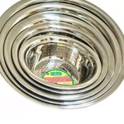 تصویر آبکش &لگن استیل ۵ پارچه یونیک حک شده Unique engraved 5-piece stainless steel basin drainer