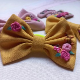 تصویر پاپیون کش مو گل دوزی 