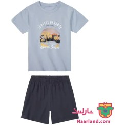 تصویر ست تیشرت شلوارک نخی پسرانه برند پپرتس سایز ۸ تا ۱۰ سال 