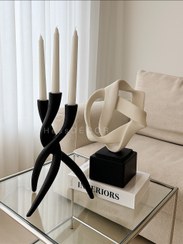 تصویر ست شمعدان و استند مدرن - مشکی / قیمت استند 
