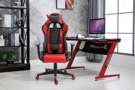 تصویر Mahmayi C599 Gaming Chair High Back Computer Chair PU Leather Desk Chair PC Racing Executive Ergonomic Adjustable Swivel Task Chair with Headrest and Lumbar Support (RED No Footrest) - ارسال 15 الی 20 روز کاری 