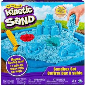 تصویر ست جعبه شن حرکتی برای کودکان با ۱ پوند شن طبیعی آبی و ۳ قالب اسباب‌بازی حسی برند kinetic sand Kinetic Sand Sandbox Set Kids Toy with 1lb All Natural Blue and 3 Molds Sensory Toys