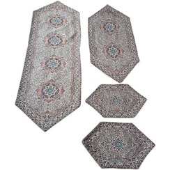 تصویر ست رومیزی و رانر ۴ تکه طرح ترمه کد ۱۷۸۷۷ 