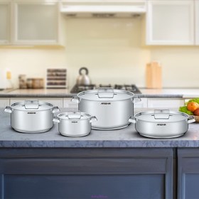 تصویر سرویس قابلمه ۸ پارچه عرشیا مدل ۳۳۷۷ Arshia 8pcs Stainless Steel Cookware Set SS768-3377