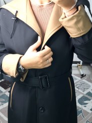 تصویر بارونی بلند کلاه دار پارچه سوپر سانتانا گرم بالا تمام آستردار (870) 