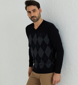 تصویر دستکش مردانه برند beverly hills polo club Good Ole Fashion Argyle V-Neck Sweater