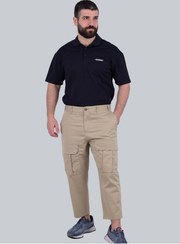 تصویر شلوار کمر گشاد مردانه ساده در رنگ بژ برند selected Men's Plain Wide Leg Cargo Pants in Beige