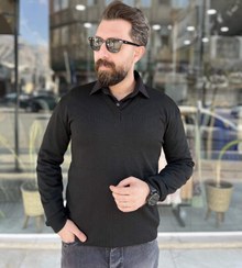 تصویر بافت یقه هفت - مشکی 