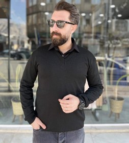 تصویر بافت یقه هفت - مشکی 