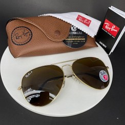 تصویر عینک آفتابی ریبن سایزبزرگ مدل Ray ban RB3026 نسخه فول طلایی قهوه ای 