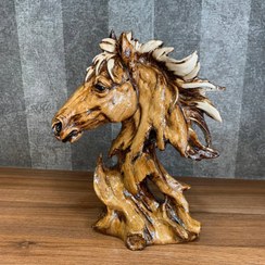 تصویر مجسمه دکوری طرح اسب و عقاب لاکچری چوبی 