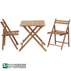 تصویر میز و صندلی تاشو چوب گردو مدل 324 
