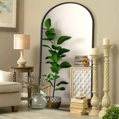 تصویر آینه قدی فلزی قنبدی | فریم پروفیل دوبل و آینه سوپرکلییر ۴ میل شروع قیمت از سایز 40 در 140 