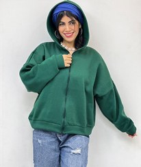 تصویر سویشرت کلاهدار زنانه پشت چاپ 