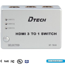 تصویر سوییچ سه پورت HDMI دیتک مدل DT-7018 