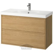 تصویر روشویی با کشو/روشویی/شیر آب ایکیا مدل IKEA ÄNGSJÖN / ORRSJÖN رنگ اثر بلوط تحویل 29 روزه IKEA ÄNGSJÖN / ORRSJÖN Wash-stnd w drawers/wash-basin/tap