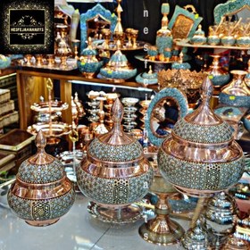 تصویر قندان مس و خاتم ممتاز سایز کوچک 