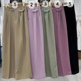 تصویر شلوار زنانه برنس مدل بهاره گشاد پارچه ای جیب دار رنگ سرمه ای 