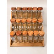 تصویر ست جا ادویه ای ۱۸ عددی با استند چوبی و لیبل 