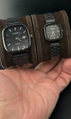 تصویر ساعت مچی زنانه ومردانه کاسیو اولدمانی، ست ساعت مچی زنانه ومردانه casio - زرشکی Casio