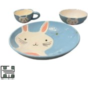 تصویر سرویس غذاخوری دستساز سرامیکی خرگوش 