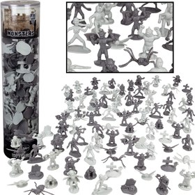 تصویر اکشن فیگور مینی 100 عدد Godzilla SCS Direct Monster Mini Action Fantasy Figure Playset- 100 Horror Toy Miniatures w 13 Unique Figures - Dracula, Frankenstein, Giant Spiders and More- Perfect for Dioramas, creative playtime, and Party Favors