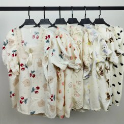 تصویر ست تیشرت و شلوارک زنانه موسلین کد ۲۷۳۶ 